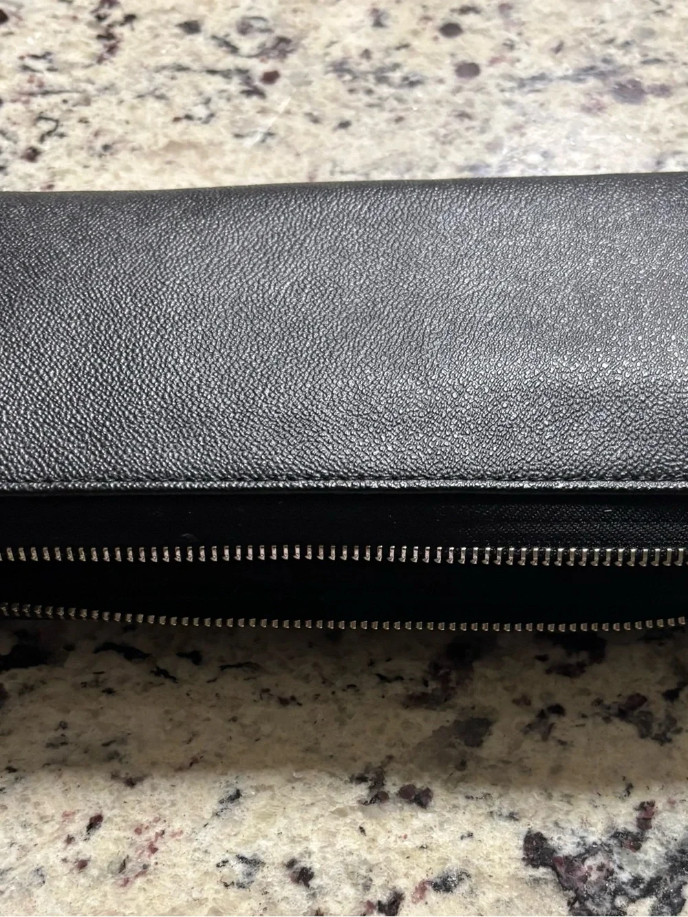 Michael Kors Black Leather Zip Wallet with Gold Plaque